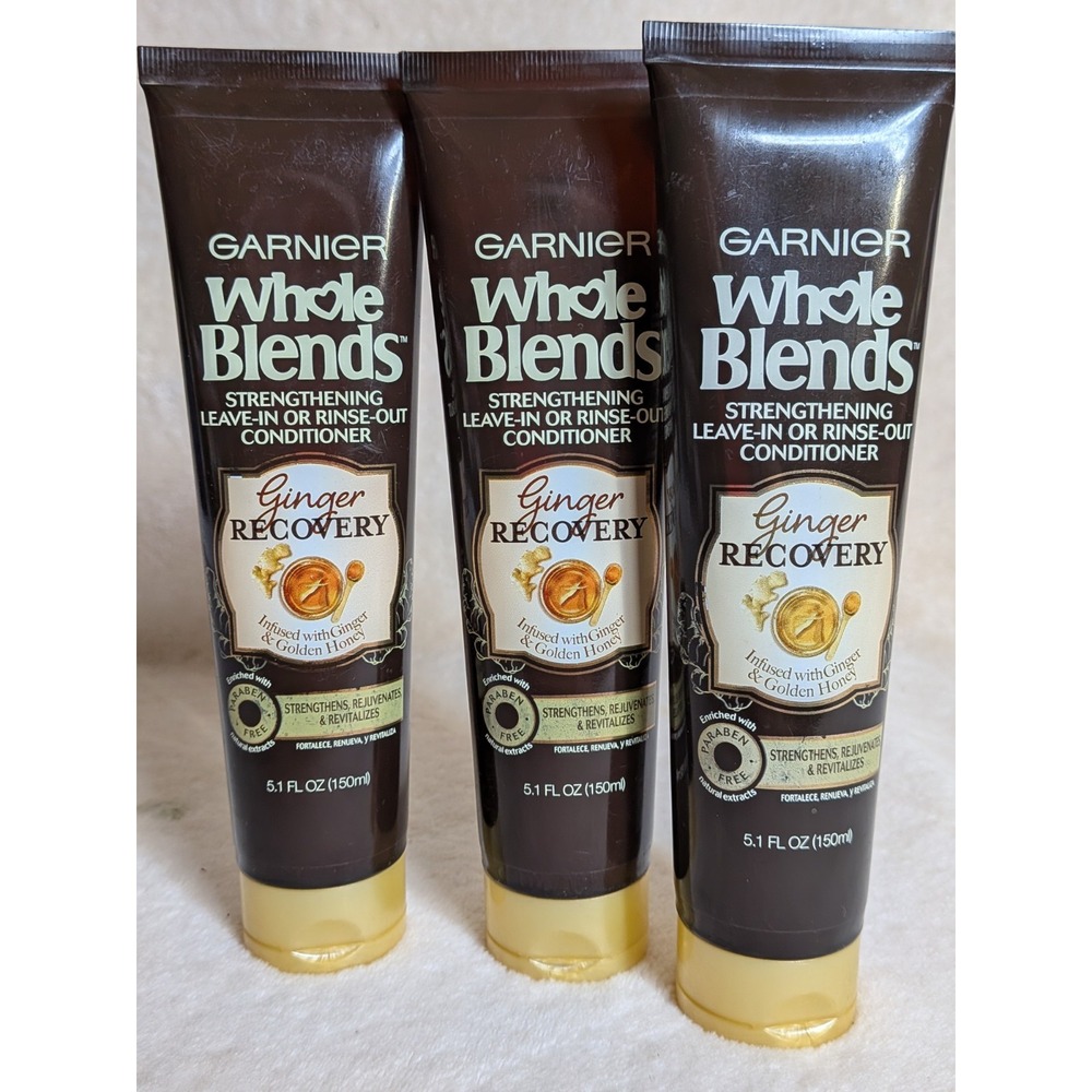 HTF New 3ct Garnier Whole Blends Strengthening Leave-In or Rinse Out Conditioner